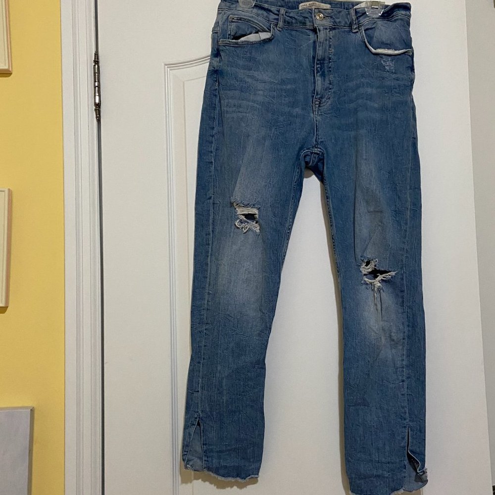 Denim ripped jeans, Womens size 12, Zara
